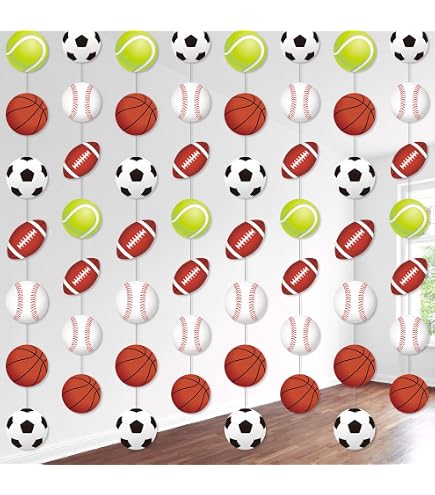 Sports Theme Burlap Banner Garland - Baseball, Football, Basketball, Soccer Bunting For Party Decor