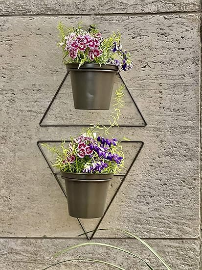 Urban Born Triangular Hanging pots for Plants with Hanging pots | Hanging Planters | Hanging Plants | Planters for Balcony | Metal Planter | Planters for Living Room (Pack of 2)