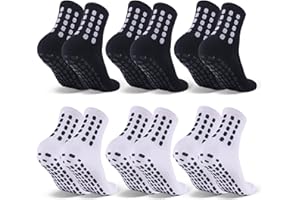 Barrlves 6 Pairs Kids Grip Soccer Socks Cushioned Non Slip Football Athletic Sports Socks for Boys Girls