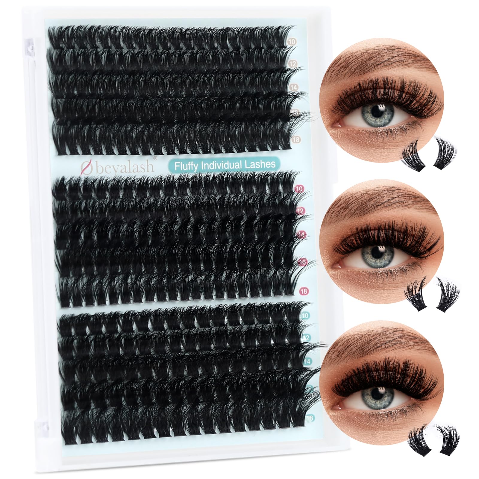 275Pcs Eyelash Clusters 60D+80D+100D Eyelash Individuals D Curl Cluster Lashes Thick Individual Cluster Eyelashes 10-18mm Lashes Individual DIY Lash Extensions by Obeyalash