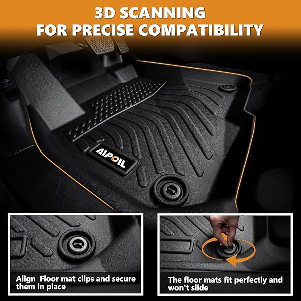 AIPOIL® FLOOR MATS & CARGO LINER SET FOR KIA STINGER AWD MODELS 2018-2024 | TPE ALL WEATHER PROTECTION HEAVY DUTY NON-SLIP AUTOMOTIVE | FULL SET FLOOR LINERS ACCESSORIES, BLACK