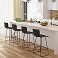 POINTANT Bar Stools Set of 4 Bar Stools Counter Height Bar Stools Modern Swivel Bar Stools Bar Chairs with Back Plastic 26" Metal Bar Stools Counter Height,Black