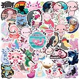 Cute Axolotl Stickers Kawaii Animal Decals for Kid Teen Water Bottle 50PCS | Waterproof Vinyl Cute Axolotl Sticker for Laptop Journal Luggage Kawaii Gifts for Girls Adult Aesthetic Decal Party Supplies