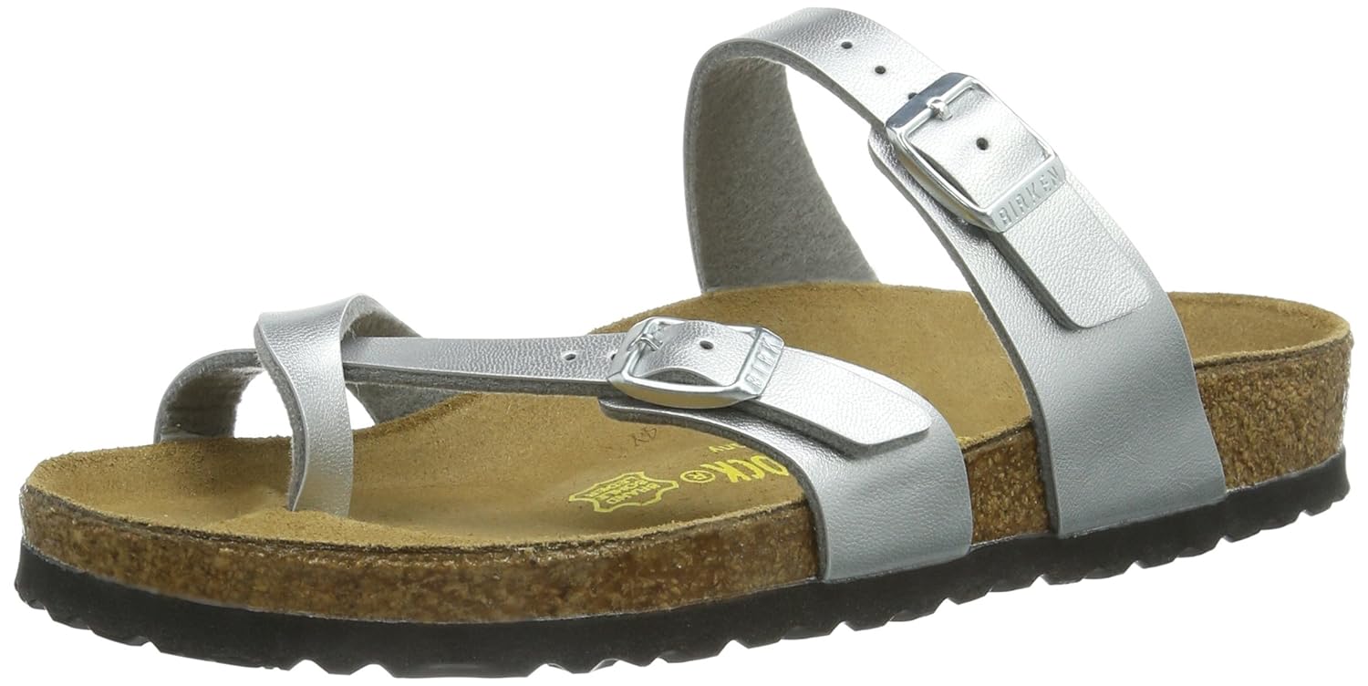Amazon.com | Birkenstock Mayari Sandal - Women's Silver Birko Flor, 36.0 | Flats