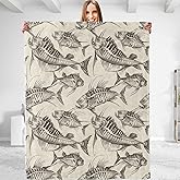 dhakalrlde Funny Fish-Themed Throw Blanket - Plush, Soft, Comfy, Lightweight, Warm, Fuzzy, Anti-Pilling Flannel Blanket for Couch, Bed, Travel, Office, Outdoor 50''×60''