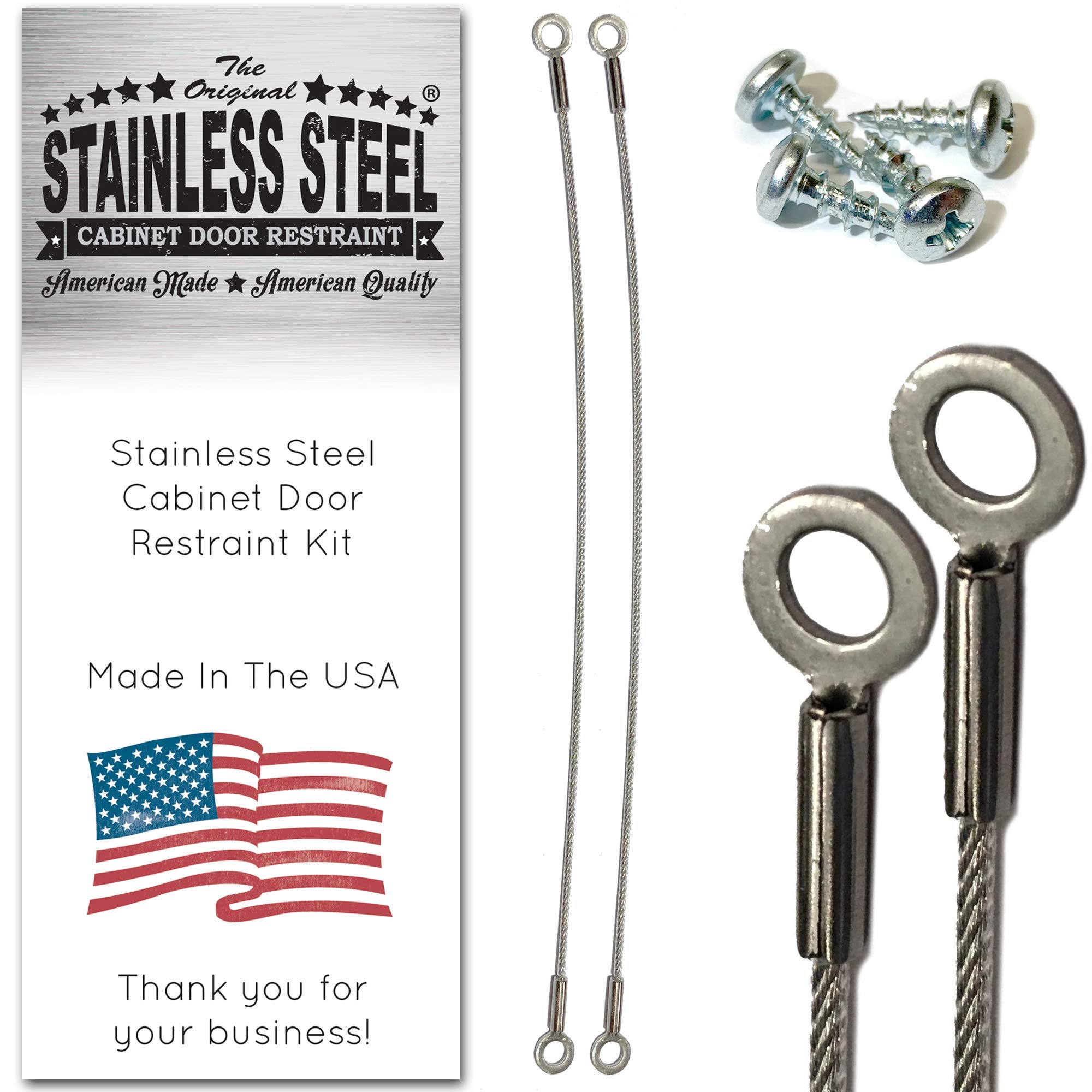 Stainless Steel Door Restraint Kit (Packs of 2, 5, 10 or 50) 8 Inch Cupboard Hinge