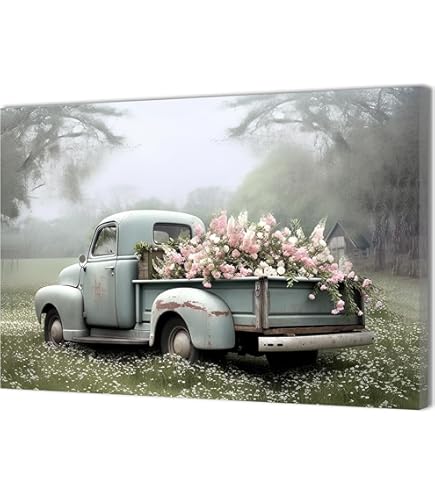 Amazon.com: BACKYMRJCART Farmhouse Truck Canvas Wall Art Barn