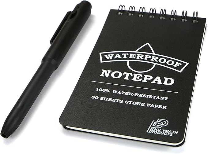 Polymath Products Waterproof Notepad & Pen Set 100 waterresistant