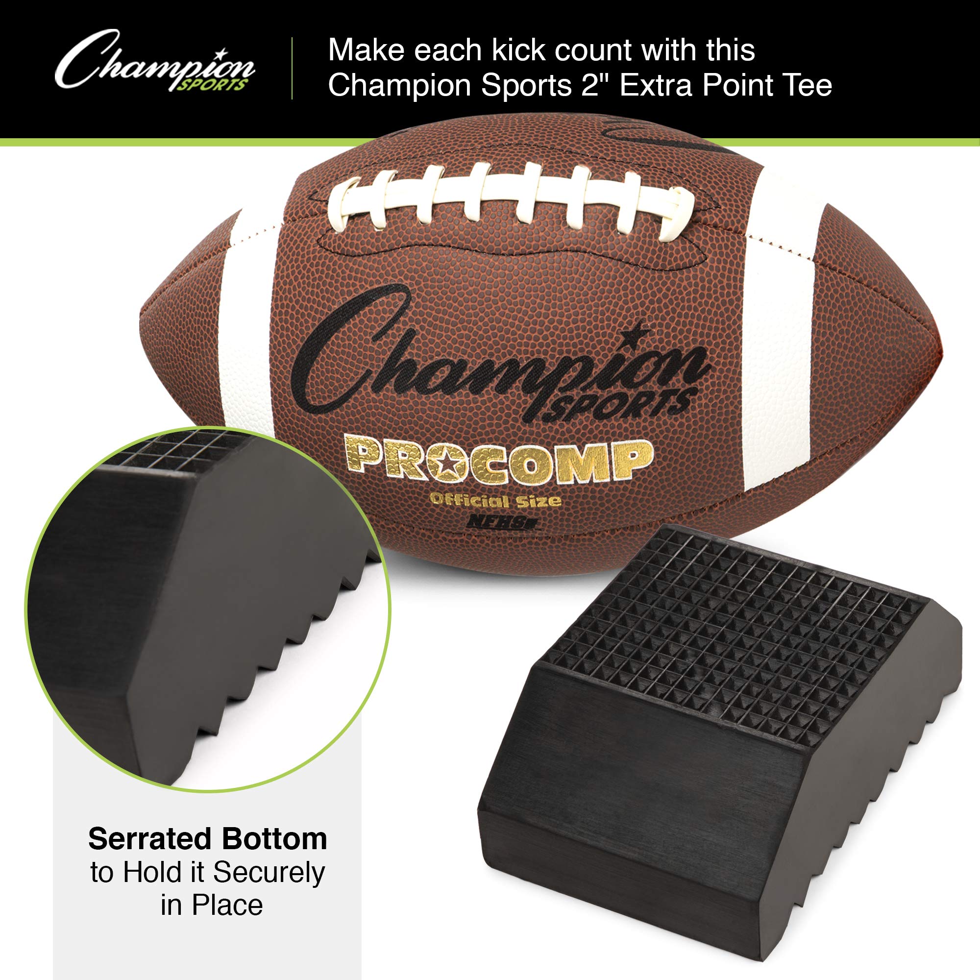Champion Sports ExtraPoint Kicking Tee for Kickoff Practice, 2" Black