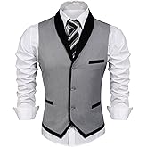 COOFANDY Men's Suit Vest Slim Fit Formal Business Dress Vest Casual Wedding Waistcoat