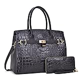 Women Patent Leather Crocodile Embossed Handbags 2