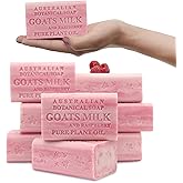 Australian Botanical Soap, Goats Milk with Raspberry 6.6 oz (187g) Soap Bars | Natural Soap Base | All Skin Types | Women & M