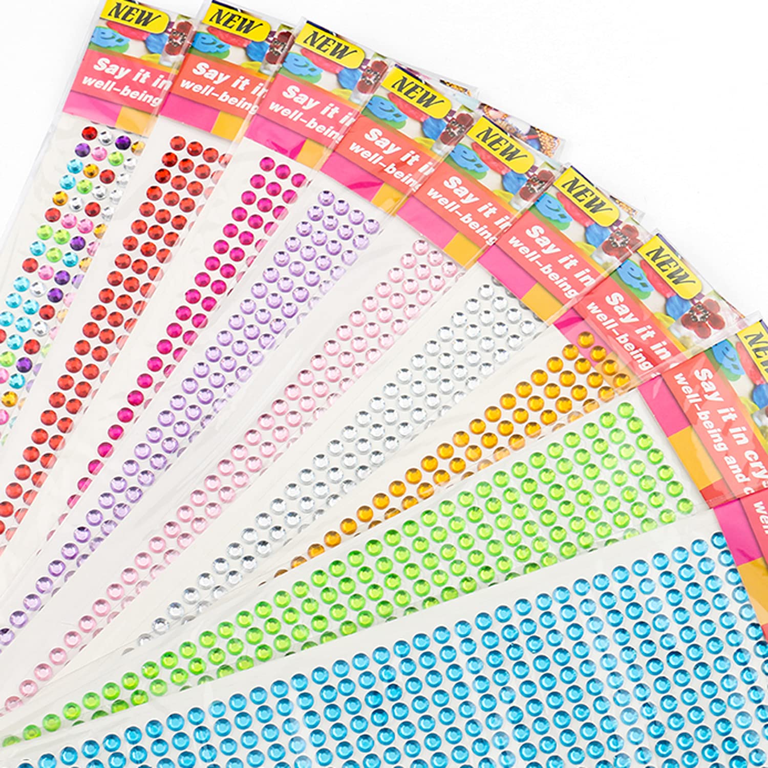 4536 Pieces Rhinestone Stickers Self-Adhesive Jewels Sticker DIY Craft Cards Embellishment Diamond Gem Decorations, Wedding Decorations, Body, Nail, Scrapbooking Embellishment (9 Colors)