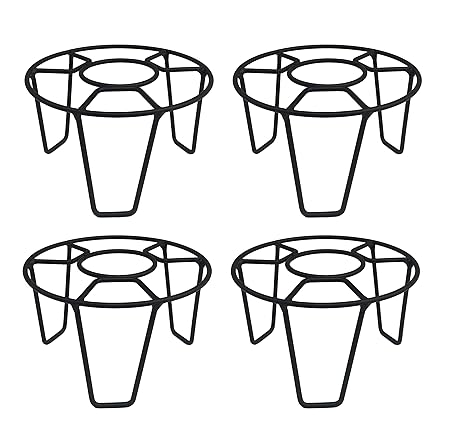 ORCHID ENGINEERS Iron Indoor/Outdoor Flower Pot/Plant Stand for Home Garden Balcony Living Room Decor (Black, Pack of 4)