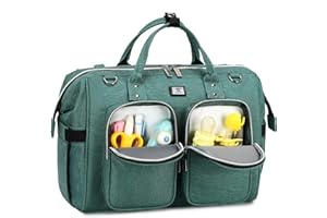 Pomelo Best Multifunctional Diaper Bag Totes with Changing Pad & Stroller Straps, Large Portable Newborn Baby Bags, Unisex and Stylish Travel Diaper Backpacks for Mom and Dad, Green