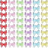 HINZIC 48pcs Colorful Bow Beads 18 x 14 mm 3D Cute Acrylic Beadable Bowknot Aesthetic Charm Bead Bulk Supplies for Pens Keychain Bracelet Necklace Earring Jewelry Making DIY Crafts