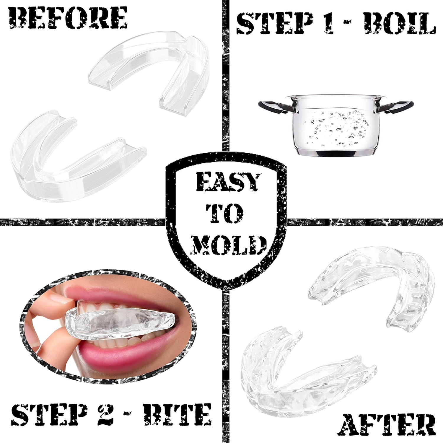GRINDSHIELD Teeth Grinding Guard - Moldable, Trimmable - 4 Mouth Guards for Grinding Teeth & Case – Nightguard for Teeth Grinding, Clenching Night Guard, Bruxism Mouth Guard, Dental Guard, Mouthguard : Beauty