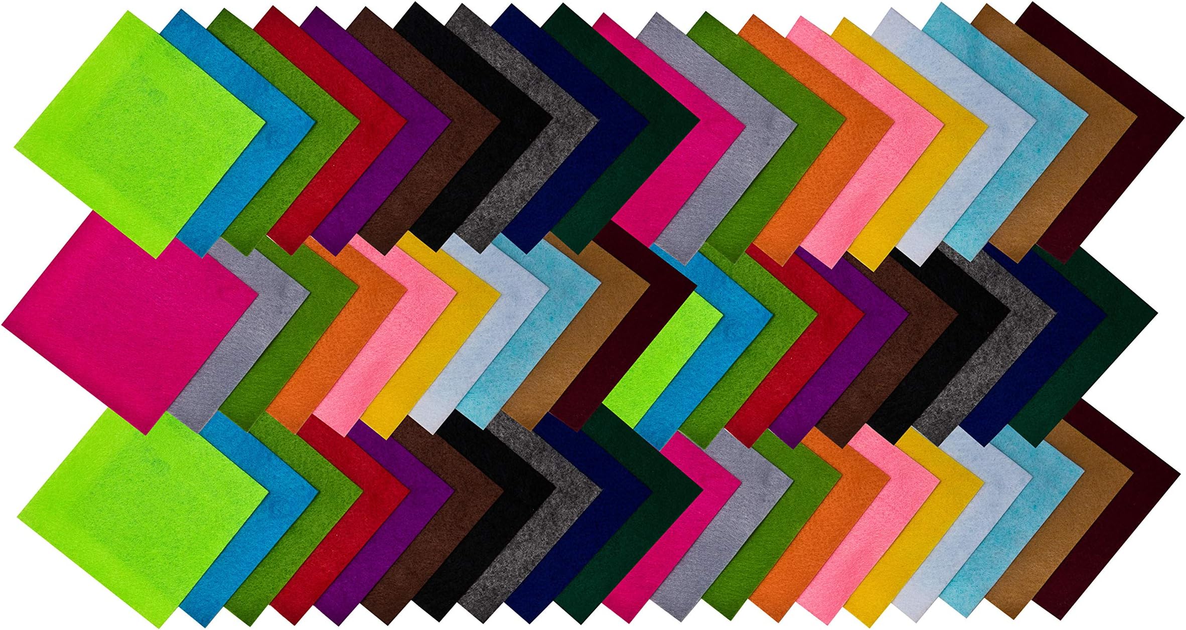 Edukit Felt Fabric Sheets; 60 per Pack; 20 Assorted Colours, Squares10x10cm/4x4 Inches - Perfect for DIY Craftwork and Sewing Supplies