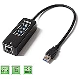 Plugable USB 3.0 バスパワー 3 ポート・ハブ付きギガビット対応イーサネット・アダプタ (ASIX社製 AX88179チップおよび VIA社製 VL812 Rev B2 チップセット採用、v9091 ファームウェア, Windows 10、8.１、7、XP、Mac OS X, および&rsquo; Linux対応 完全 USB 2.0後方互換)