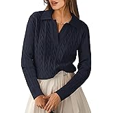 ANRABESS Womens Cable Knit Sweaters Long Sleeve V Neck Sweater Tops Casual Pullover Polo Shirts 2025 Fall Fashion Outfits