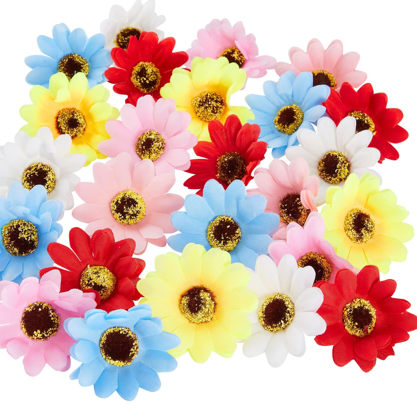 Juvale 60-Pack of Mini Artificial Rose Heads, Faux Fabric Flower Heads, 6-Colour Mix, 5 cm Diameter