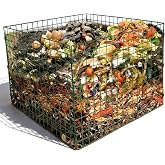 Large Compost Bin Outdoor, Square Mesh Garden Wire Compost Bin for Stacking Leaves and Yard Waste Green 36X36X28 Inches