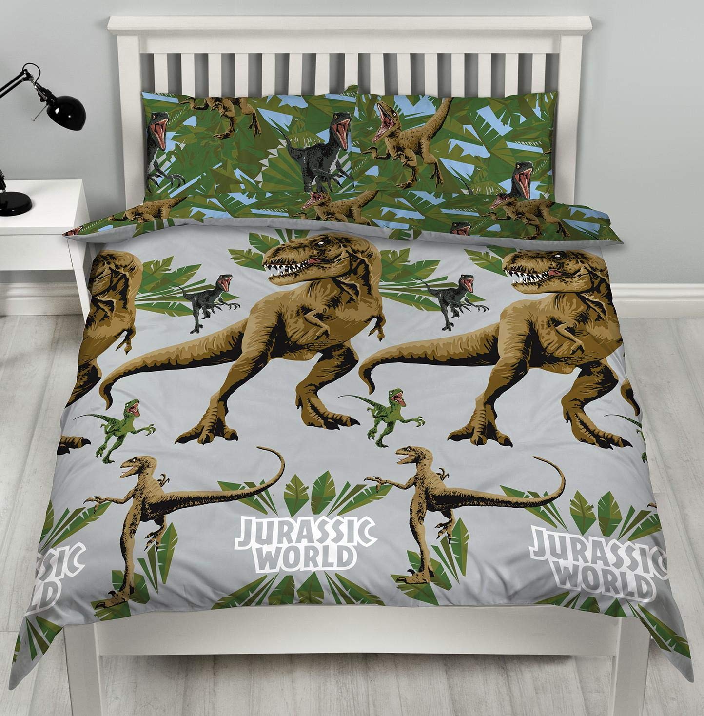 Jurassic World 'Jungle' Double Duvet Cover Reversible Bedding Set