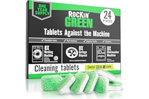 Rockin' Green Deep Cleaning and Deodorizing Tablets for Dishwashers, Washing Machines, and Garbage Disposals, Removes Odor an