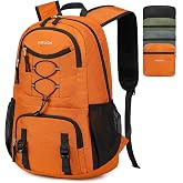 Nerlion Lightweight Foldable 35L Hiking Backpack Travel Backpack for Men Women Camping Waterproof Outdoor Hiking Daypack Backpack Orange