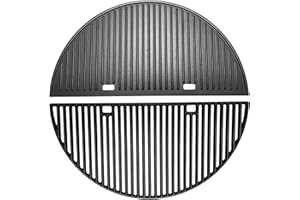 TMOZYAR 24" Cast Iron Heavy Round Grill Grates and Griddle for BGE, Big Green Egg XL, Weber Summit Kamado E6, S6 Joe Big Joe I, II III Smokers 24-inch Charcoal Grill