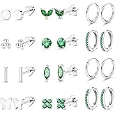 JeryWe 12Pairs Flat Back Earrings Surgical Steel Earrings for Sensitive Ears Dainty 14K Gold Plated Flat Back Stud Earring Set Hypoallergenic