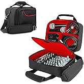 USA Gear DJ Mixer Case - Compact Audio Channel Mixer Bag with Accessory Storage for Microphones, Cables - Fits APC Mini MK2, Roland P-6, Yamaha MG06x, Behringer Xenyx 802, Q802USB & more (Red)