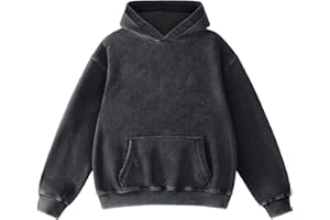 Dnzzs Men's Oversized Acid Wash Hoodies Heavyweight Cotton Fleece Sweatshirt Loose Fit Fall Winter Casual Streetwear Pullover
