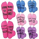 Breathffy 8 Pairs Book Club Gifts Book Lover Socks for Women, Funny Fuzzy Warm Sock Funny Stocking Stuffers for Men Readers Librarian Club Party Gifts
