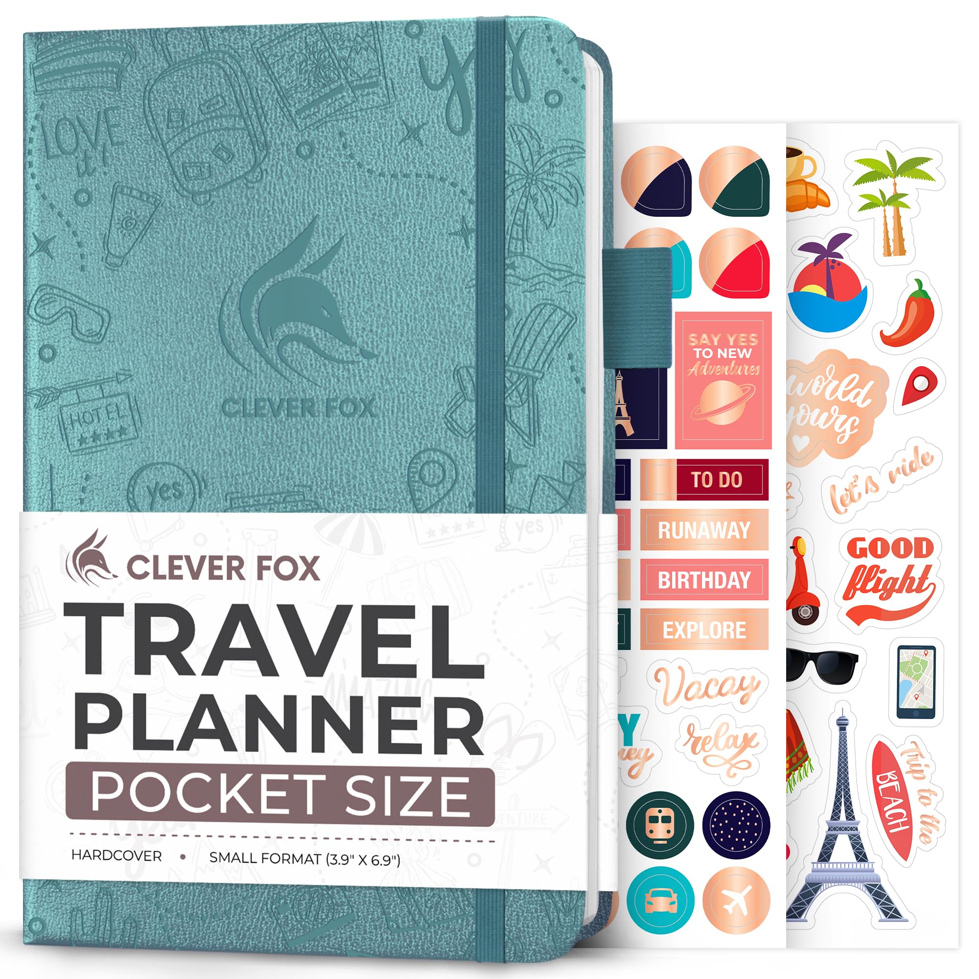 Clever Fox Travel Journal – Vacation Planner with Budget Plan, Packing List, Expense Tracker & Trip Journal – Travelling Itinerary Organizer for Women, Men & Couples – Pocket Size, Aquamarine