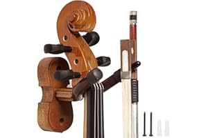 RINASTORE BestSounds Violin Wall Mount Violin Hanger with Bow Hook Home & Studio Rosewood Violin/Viola Stand (Rosewood MA-R5)
