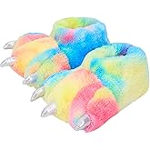 Aopuro Women Plush Animal Paw Slippers Funny Novelty Bear Claw Slippers Cozy Furry Warm Memory Foam Slippers Gifts for Halloween Christmas