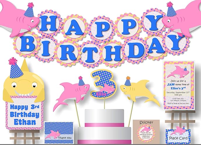 Amazon Com Personalized Pink Girl Baby Shark Birthday Party Amazon Com Personalized Pink Girl Baby Shark Birthday Party