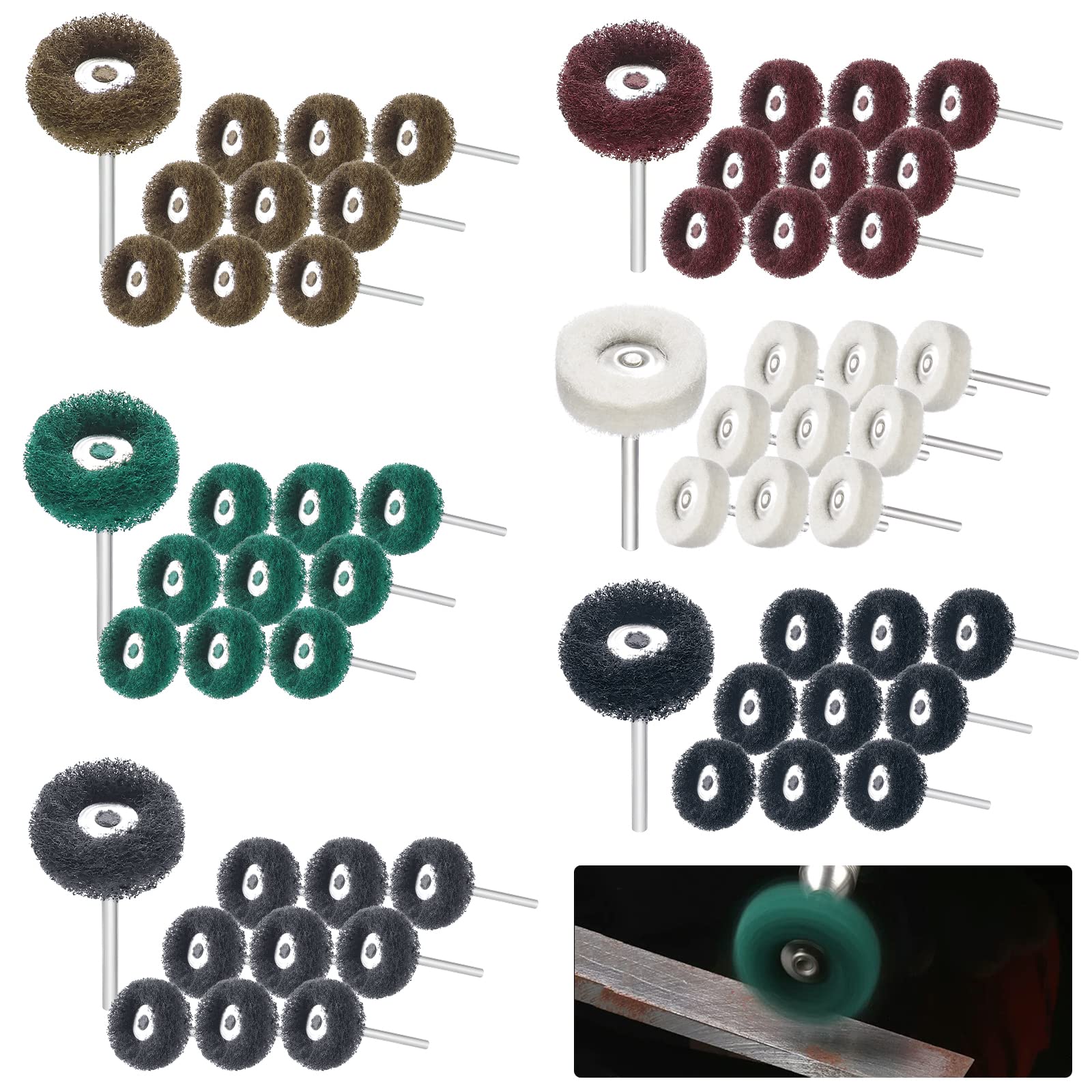 HSEAMALL 60PCS Buffing Wheel, Abrasive Buffs Polishing Wheel for Rotary Tools Accessories