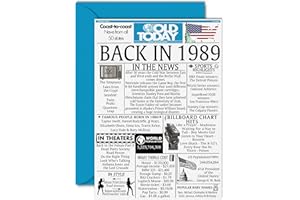 STUFF4 35th Birthday Cards for Men Women - Back In 1989 Newspaper - 35 Happy Birthday Decorations Card for Her Him Dad Mom Brother Sister Vintage Retro Born In 1989, A5 Bday Husband Wife Anniversary Cards
