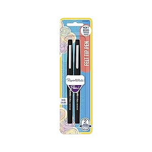 Paper Mate 8432452PP Flair Felt Tip Pens, Medium Point (0.7mm), Black, 2 Count