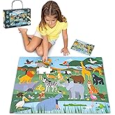 BONNYCO Giant Floor Puzzles for Kids of Jungle Animals with 48 Large Pieces. Safari Jumbo Puzzle 36.2 x 24.4 in, Gifts for Boys and Girls, Educational Kids Toys Ages 2-8