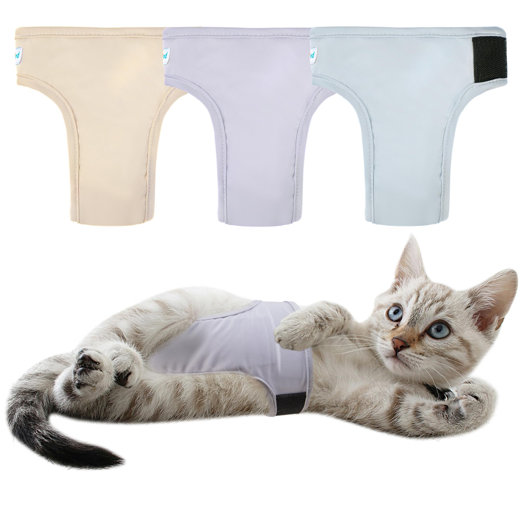 Photo 1 of Paw Legend Cat Diapers for Female Cats Diaper for Male Cat Spraying Washable Reusable Kitten Diapers for Cats Incontinence Pet Diapers (3 Pack, Medium)