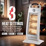 Belaco 1200W Halogen Heater Oscillation Portable Home Office Silver view 4