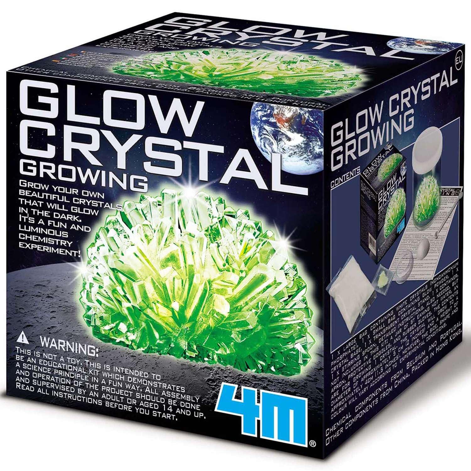 4M Glow Crystal Growing Kit - Green | Fun STEM Science Experiment Set to Grow Your Own Vibrant Crystals | Educational Chemistry Activity Toy for Teens Aged 14+ | Screen-Free Learning & Discovery