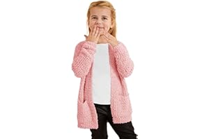 CNJFJ Girls Casual Open Front Long Sleeve Cardigan Pocket Fashion Sweater Outwear