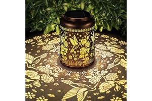 HEGUD Birthday Gifts for Women Mom Grandma Solar Lantern Outdoor Waterproof, Gardening Gifts for Women, Hummingbird Rose Garden Decor Hanging Solar Lights Yard Decorations Outdoor, Backyard, Patio