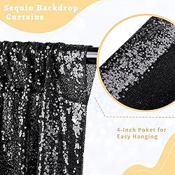 B-COOL Black Sequin Backdrop Curtains Black