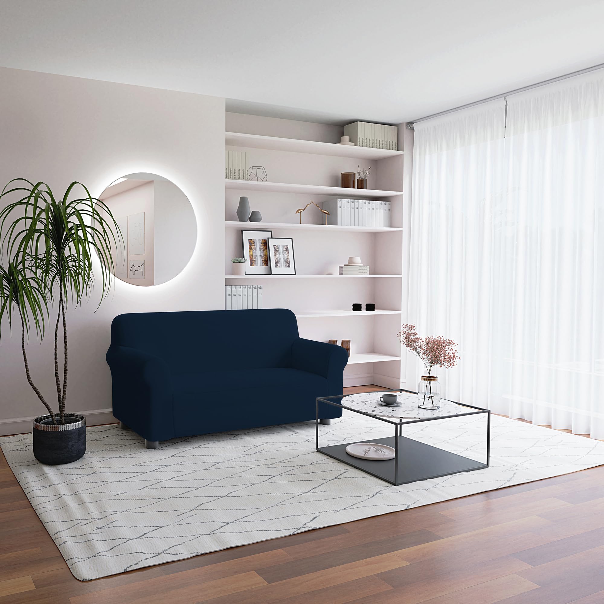 Italian Bed Linen Two-Way Sofa Cover Dark Blue 2 Seater