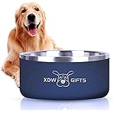 XDW-GIFTS Dog Bowl, Stainless Steel Dog Water Bowl, Double Wall Extra Heavy Insulated Dog Bowl for Large Dogs, Non-Slip, Non-